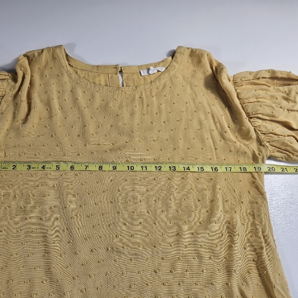 Mine Brand Blouse Puff Sleeve Textured Polka Dot Sunflower Yellow Fall Small ^^ - Picture 8 of 8